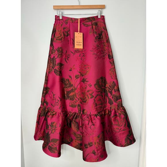 Max & Co Avant Garde Jacquard Floral Elegant Old Money Asymmetrical Midi 4 - Picture 6 of 9